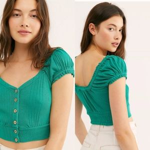 NWT Free People Brighter Days London Green Tee, M